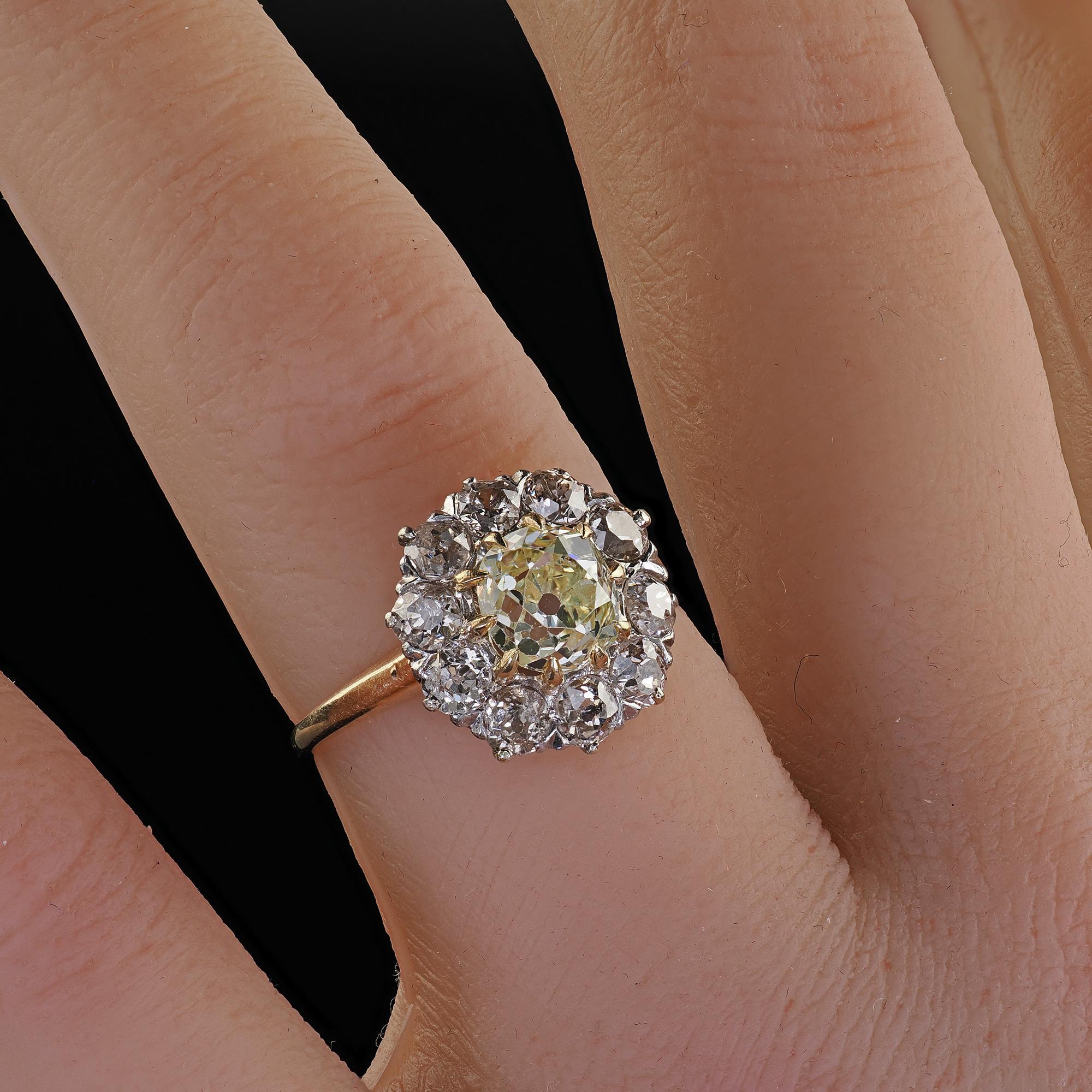 Antique Edwardian 14K Gold and Platinum Old Mine Diamond Engagement Ring - GIA 4