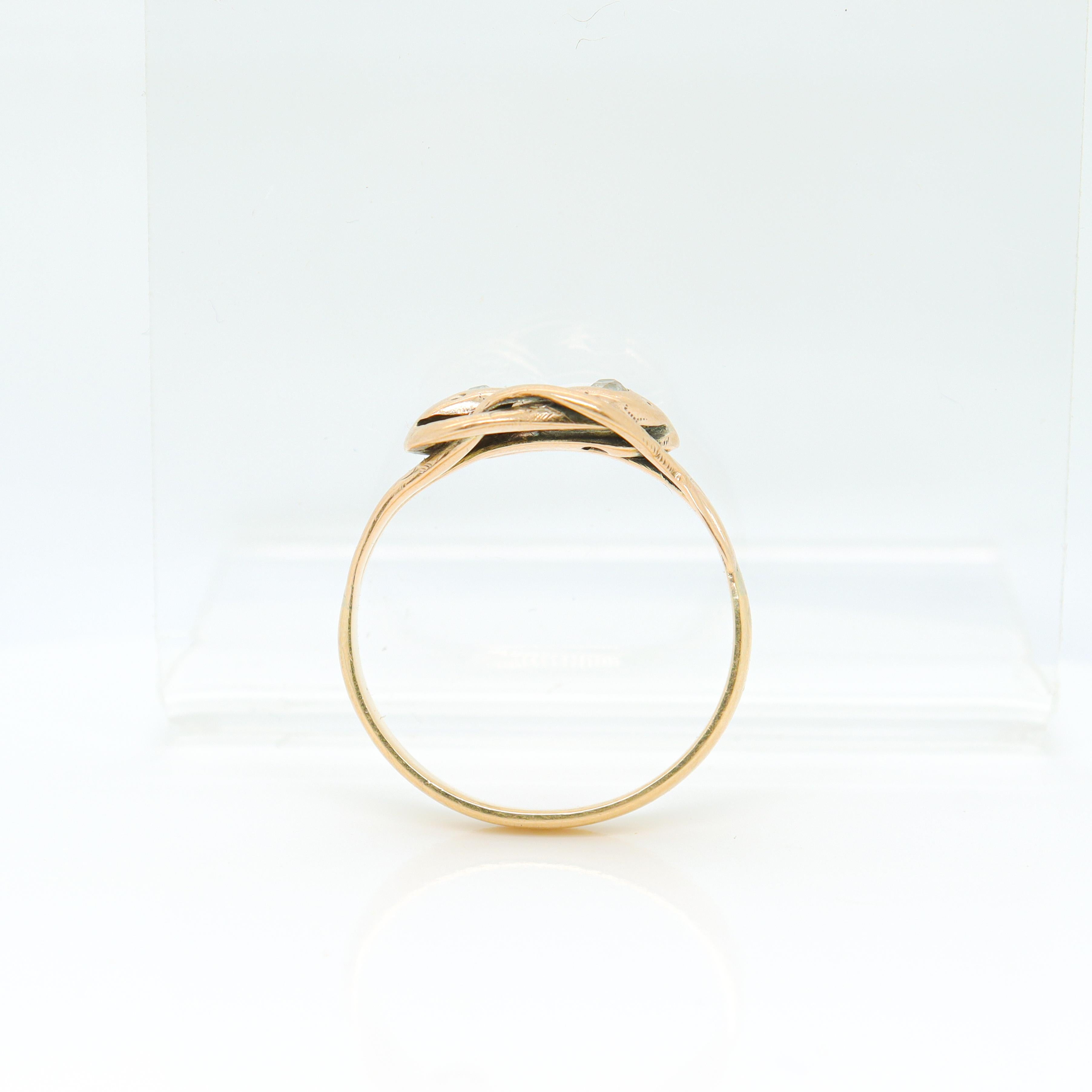 Antique Edwardian 14k Gold & Diamond Snake Ring 5