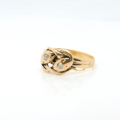 Antique Edwardian 14k Gold & Diamond Snake Ring