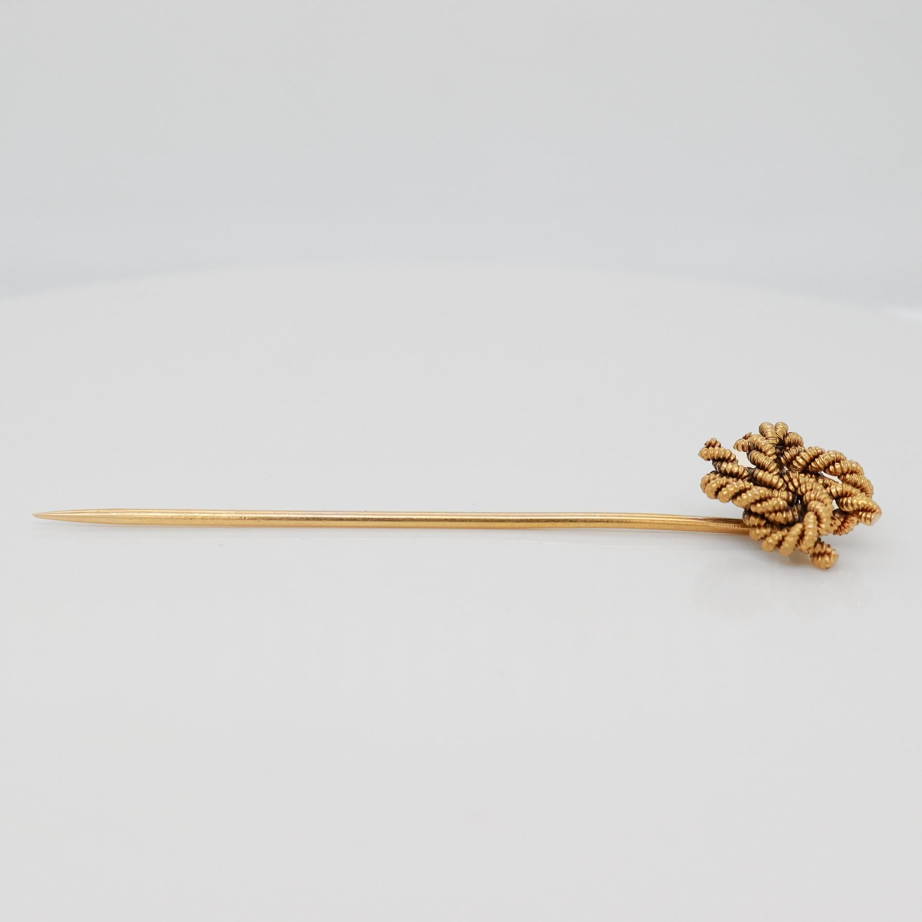 Antique Edwardian 14k Gold Figural Rope Twist Double Love Knot Stickpin For Sale 6