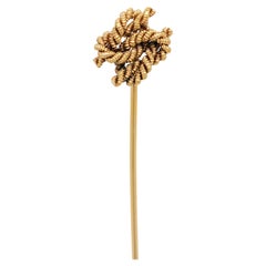 Antique Edwardian 14k Gold Figural Rope Twist Double Love Knot Stickpin