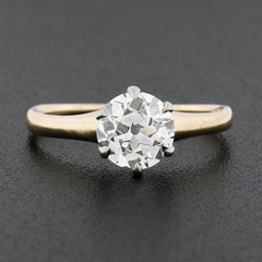 Antiker antiker edwardianischer Verlobungsring 14k Gold &amp;amp; Platin GIA europäischer Diamant Solitär