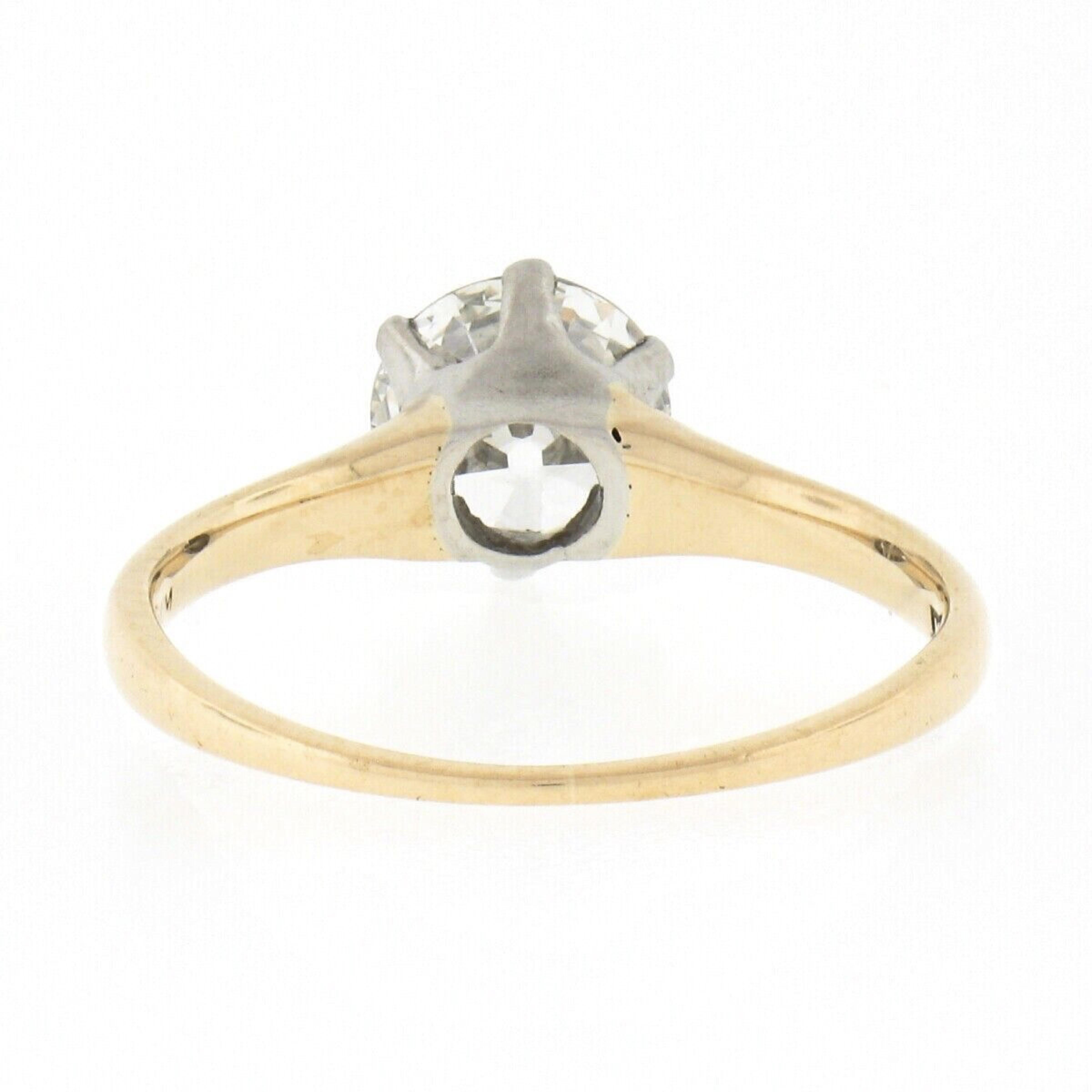 Antiker antiker edwardianischer Verlobungsring 14k Gold &amp; Platin GIA europäischer Diamant Solitär Damen im Angebot