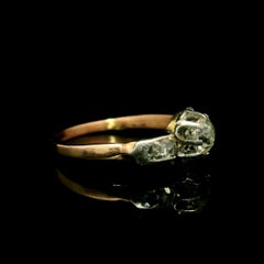 Antique Edwardian 14k Gold & Platinum 0.42ct Diamond Buttercup Solitaire Ring