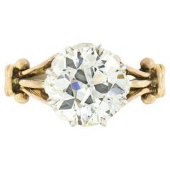 Antique Edwardian 14k Gold Platinum 2.01ctw GIA European Diamond Engagement Ring