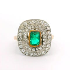 Antique Edwardian 14k Gold
Platinum Emerald Diamond Dual Halo Platter Ring Antique Edwardian 14k Gold
Platinum Emerald Diamond Dual Halo Platter Ring