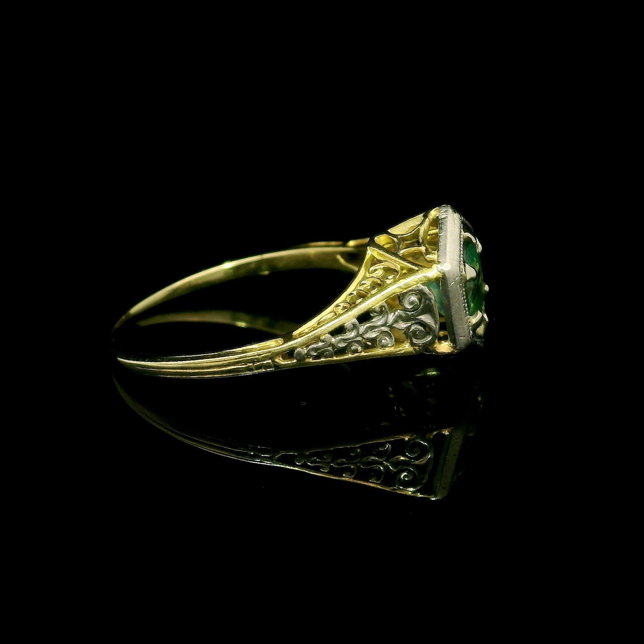 Antique Edwardian 14k Gold & Platinum GIA Color Change Alexandrite Filigree Ring 5