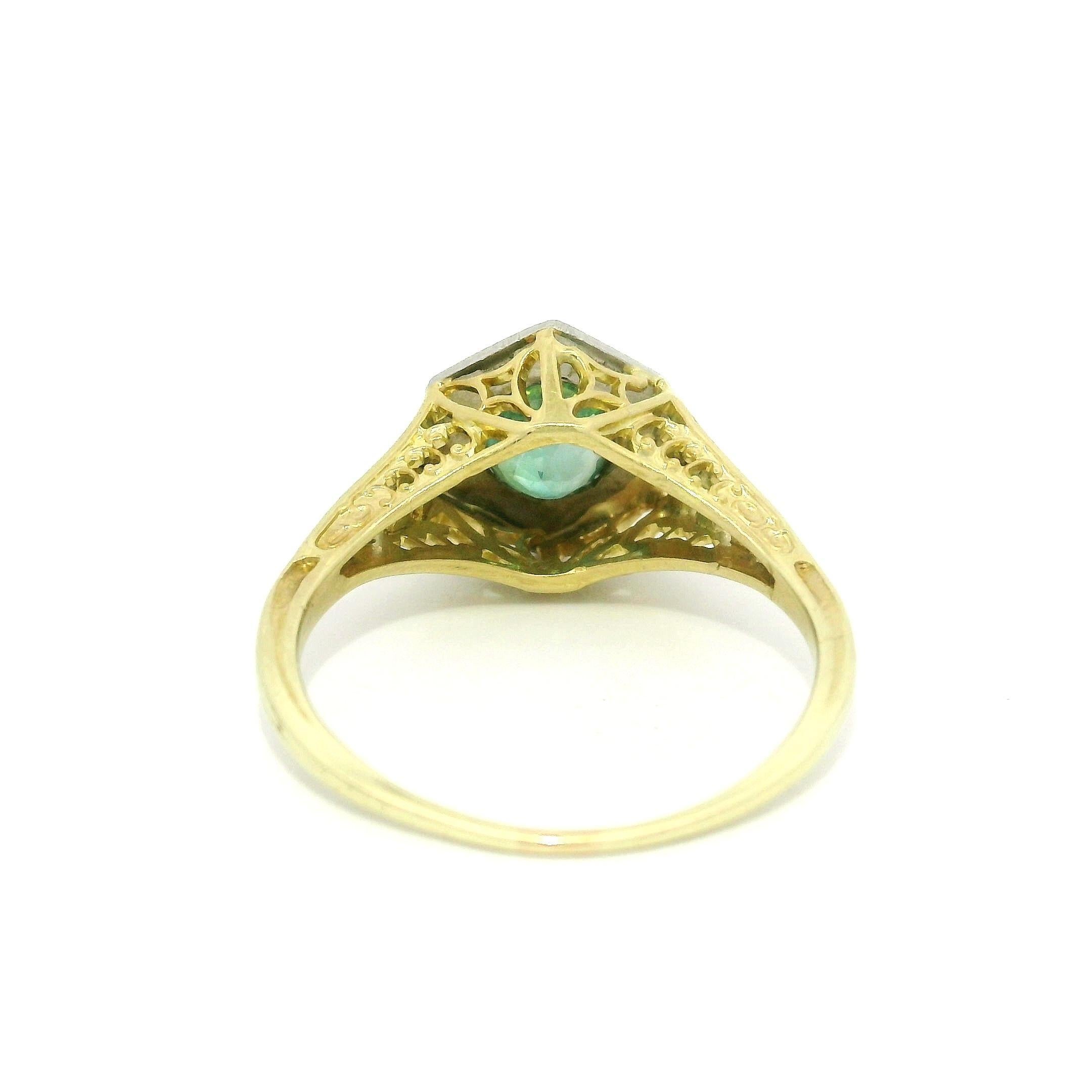 Antique Edwardian 14k Gold & Platinum GIA Color Change Alexandrite Filigree Ring 11