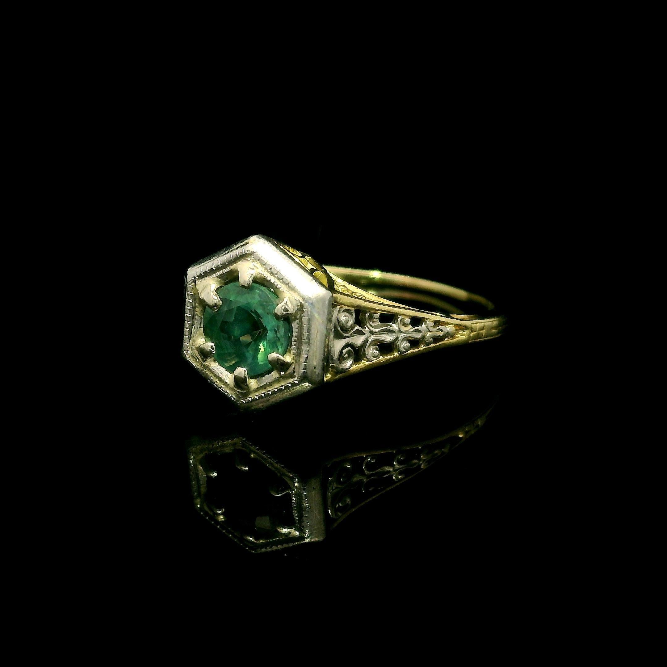 Antique Edwardian 14k Gold & Platinum GIA Color Change Alexandrite Filigree Ring 3