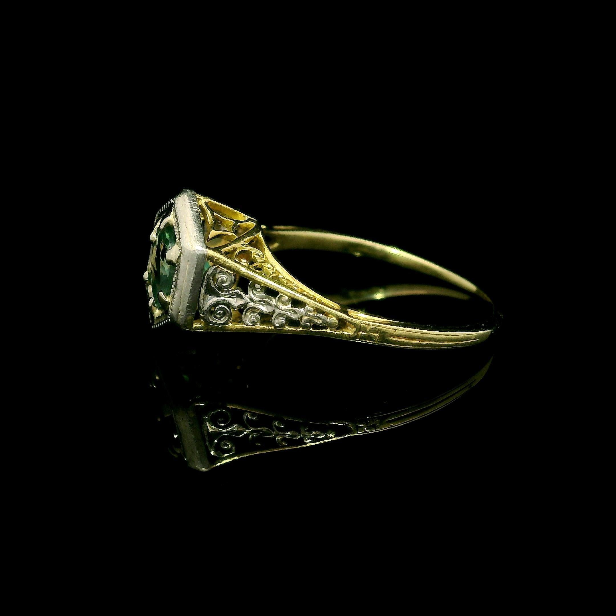 Antique Edwardian 14k Gold & Platinum GIA Color Change Alexandrite Filigree Ring 4
