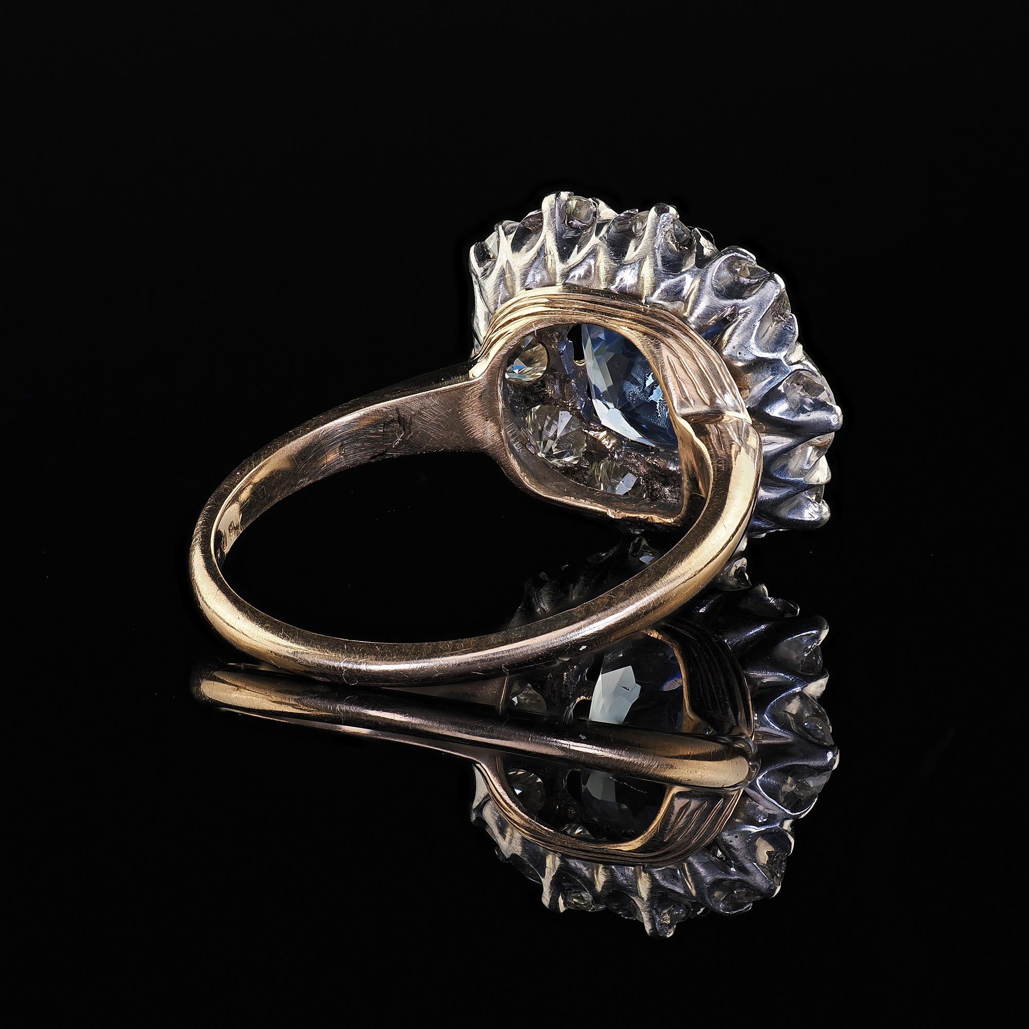 Antique Edwardian 14K Gold Platinum Sapphire and Diamond Engagement Ring - GIA 3