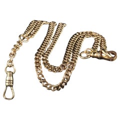Antique Edwardian 14K Rose Gold Curb Link Drop Necklace Chain - 21 Inches