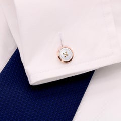 Antichi gemelli da polso con bottone in oro rosa 14K di Edwardi, con custodia antica