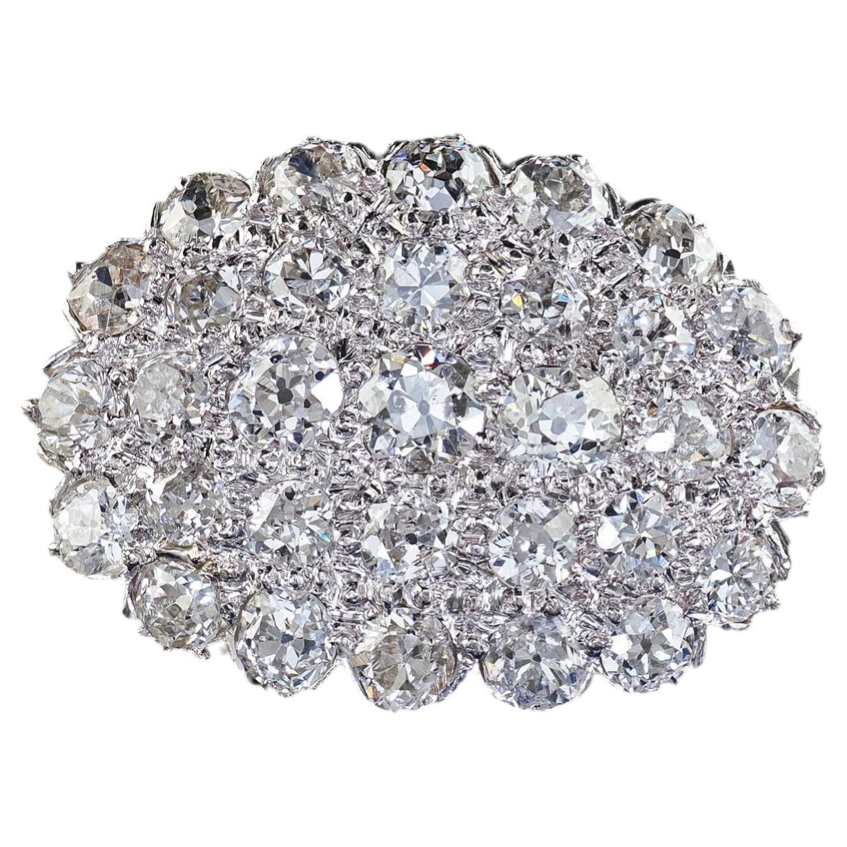 Bague ancienne de style édouardien en or blanc 14K et platine avec diamants de la vieille mine