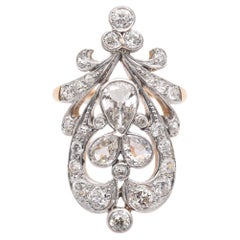 Antique Edwardian 14K Yellow Gold Platinum 1.52 TCW Old Euro Cut Diamond Ring Antique Edwardian 14K Yellow Gold Platinum 1.52 TCW Old Euro Cut Diamond Ring