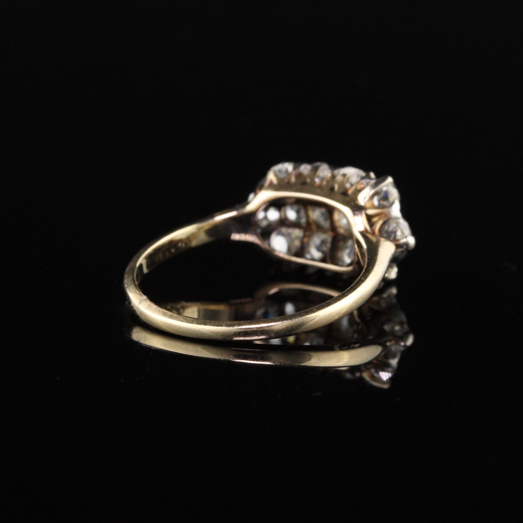 Women's Antique Edwardian 14 Karat Yellow Gold Platinum Top Diamond Ring