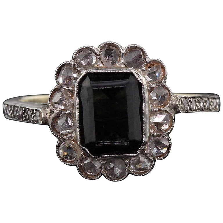 Antique Edwardian 14 Karat Yellow Gold, Sapphire and Rose Cut Diamond ...
