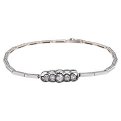 Antique Edwardian 14k Yellow Gold Sterling Silver Top Old Euro Diamond Bracelet