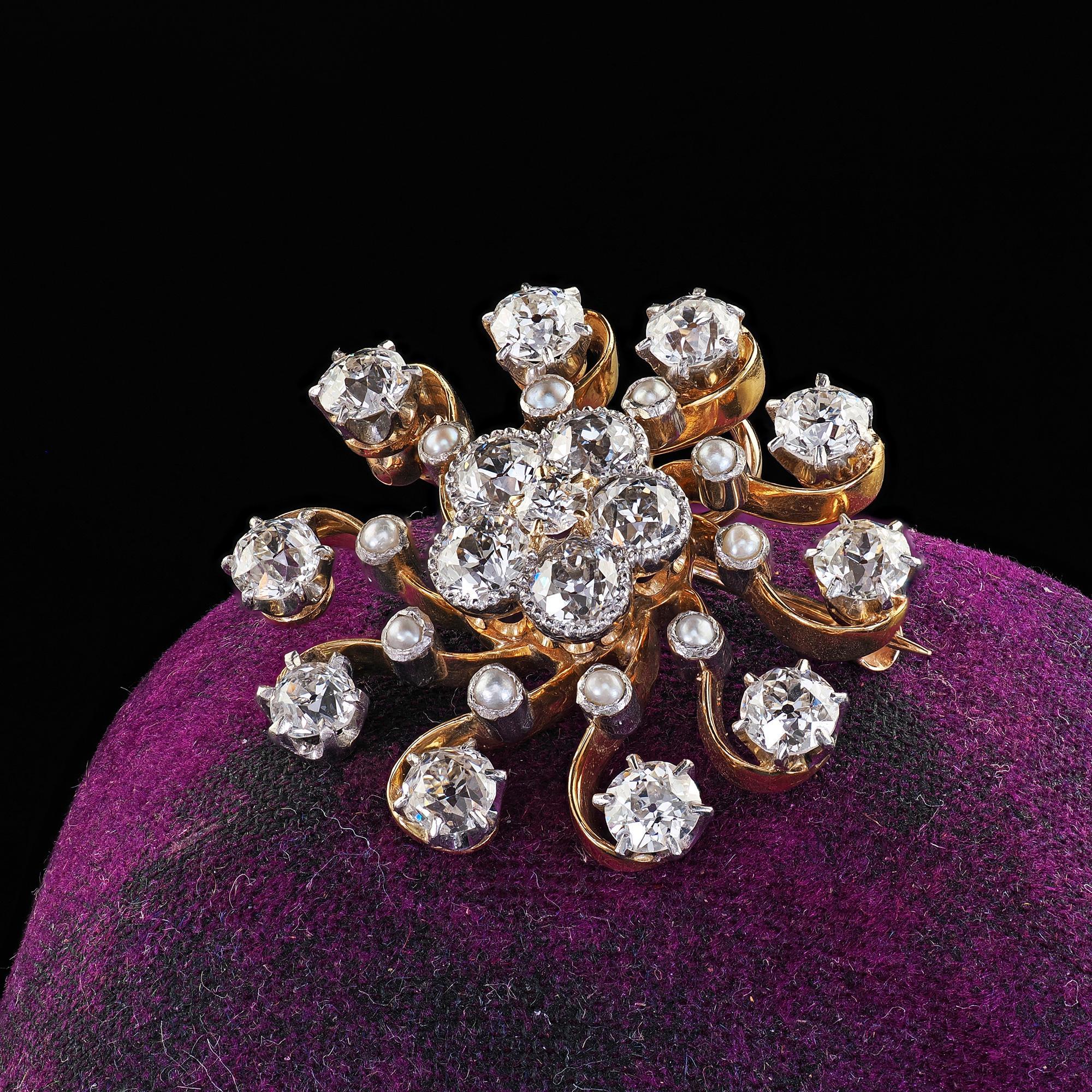 Antico ciondolo edoardiano in platino giallo 14 carati con diamante vecchio euro a forma di stella In condizioni buone in vendita a Great Neck, NY