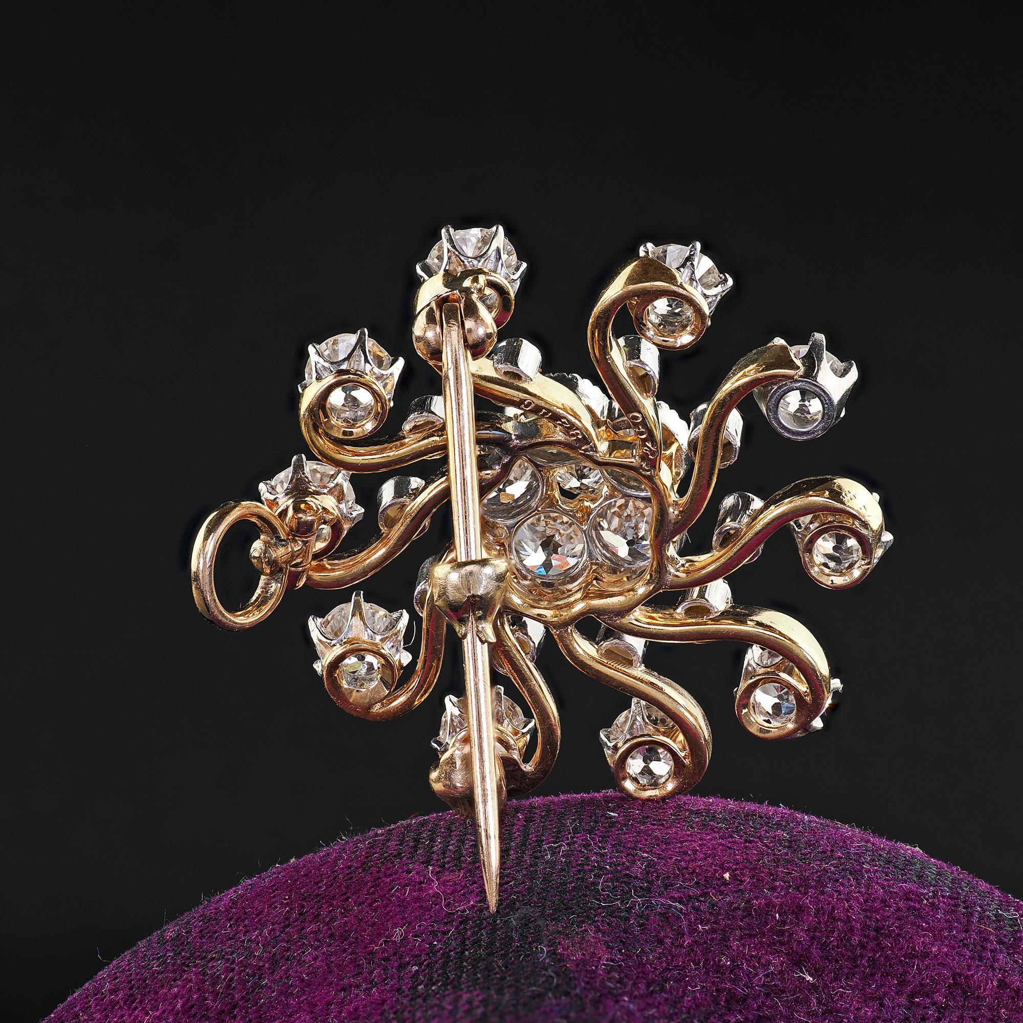 Antico ciondolo edoardiano in platino giallo 14 carati con diamante vecchio euro a forma di stella in vendita 1