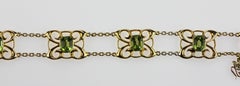 Antique Edwardian 15 Carat Yellow Gold Peridot Bracelet in European Design