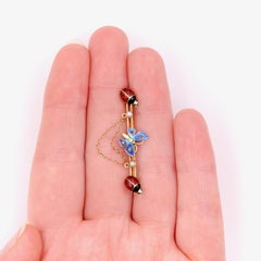 Antique Edwardian 15K Gold Diamond & Pearl Enamel Butterfly and Ladybird Brooch