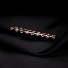 Antique Edwardian 15K Gold & Platinum Pearl and 1.21ctw Old Cut Diamond Brooch