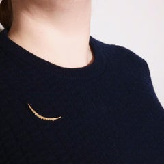 Antique Edwardian 15K Yellow Gold Pearl Crescent Moon Brooch