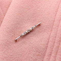 Antique Edwardian 15K Yellow Gold & Platinum Old Cut Diamond & Pearl Bar Brooch