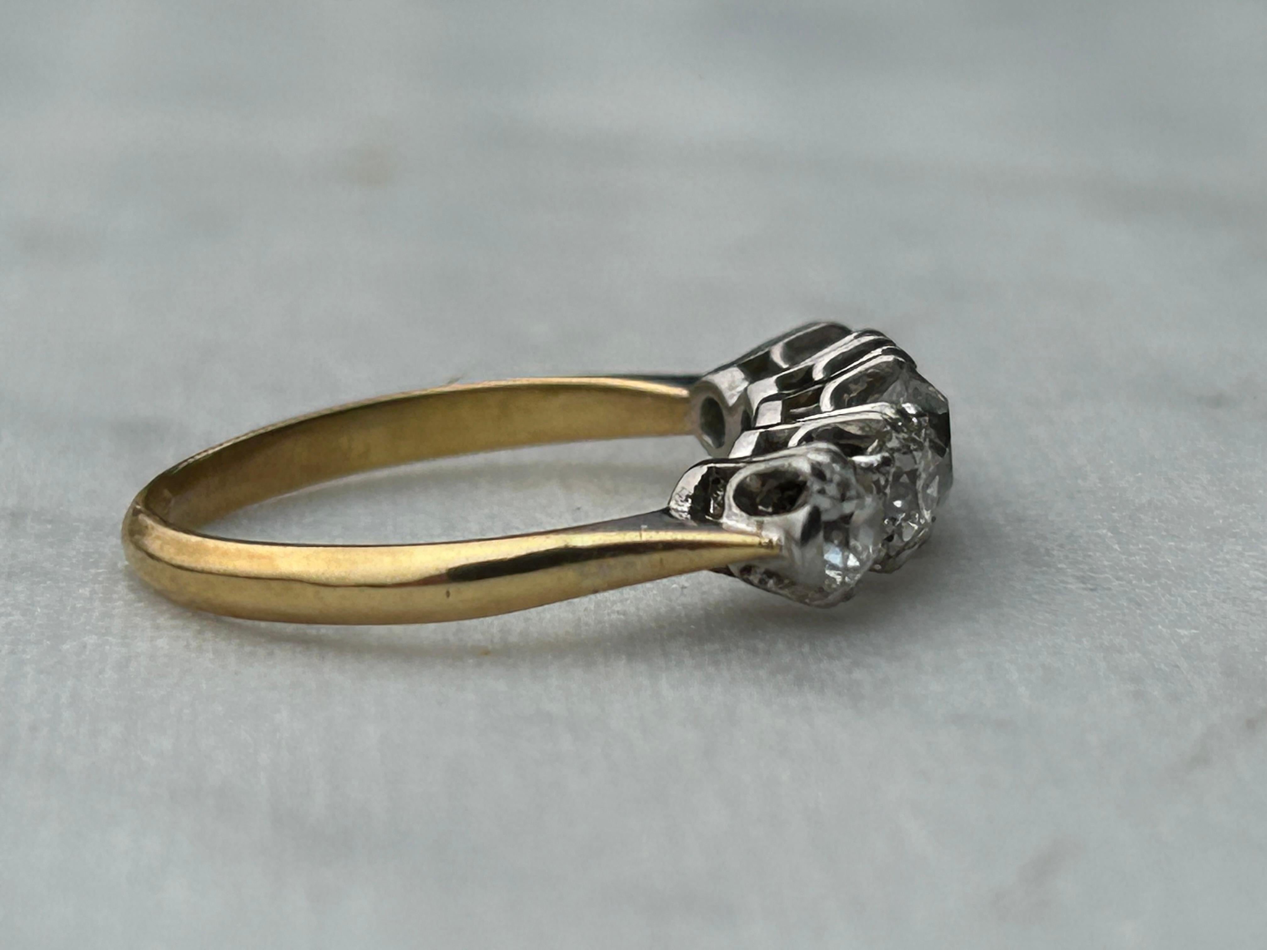 Antique Edwardian 1.65 carat Five Stone Old Mine Cut Diamond Ring For Sale 10