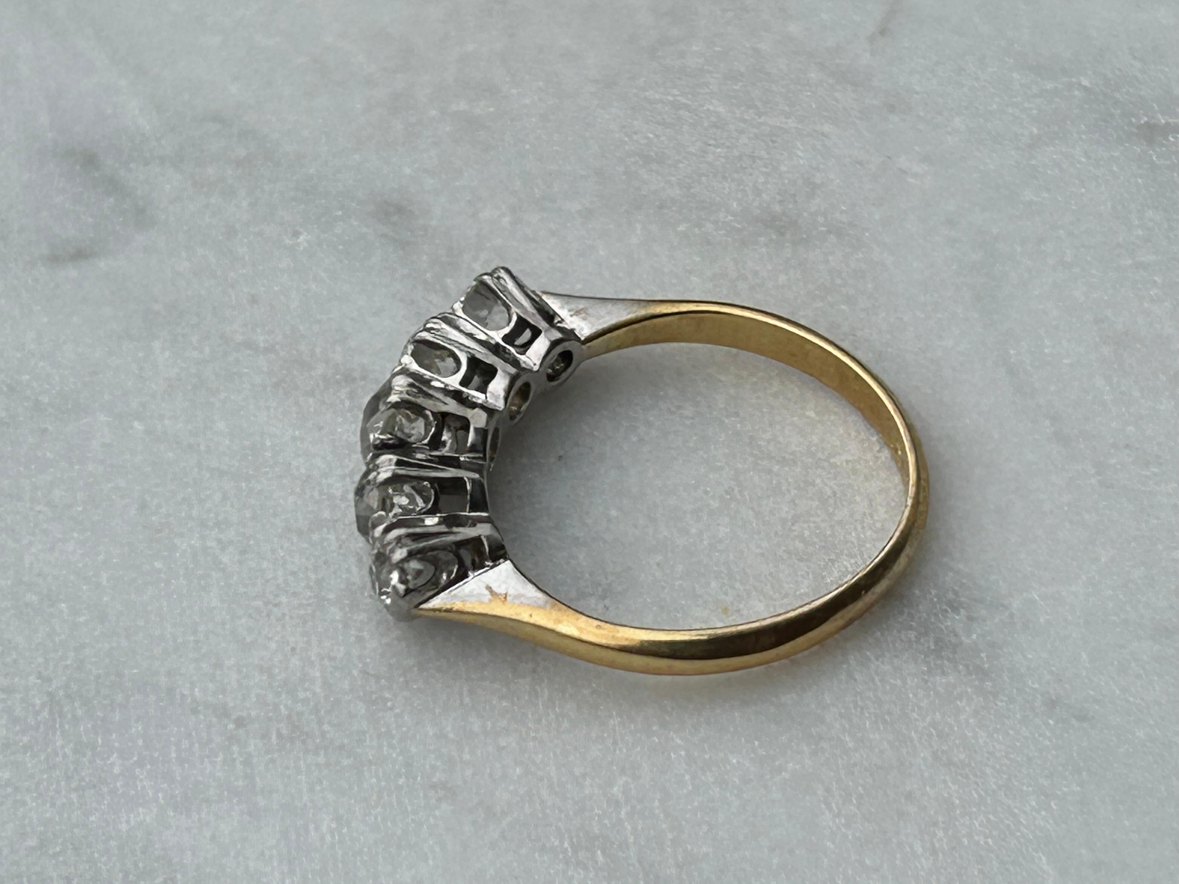 Antique Edwardian 1.65 carat Five Stone Old Mine Cut Diamond Ring For Sale 15