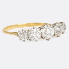 Antique Edwardian 1.75 Carat Old Cut Diamond Five-Stone Ring