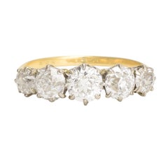 Antique Edwardian 1.75 Carat Old Cut Diamond Five-Stone Ring