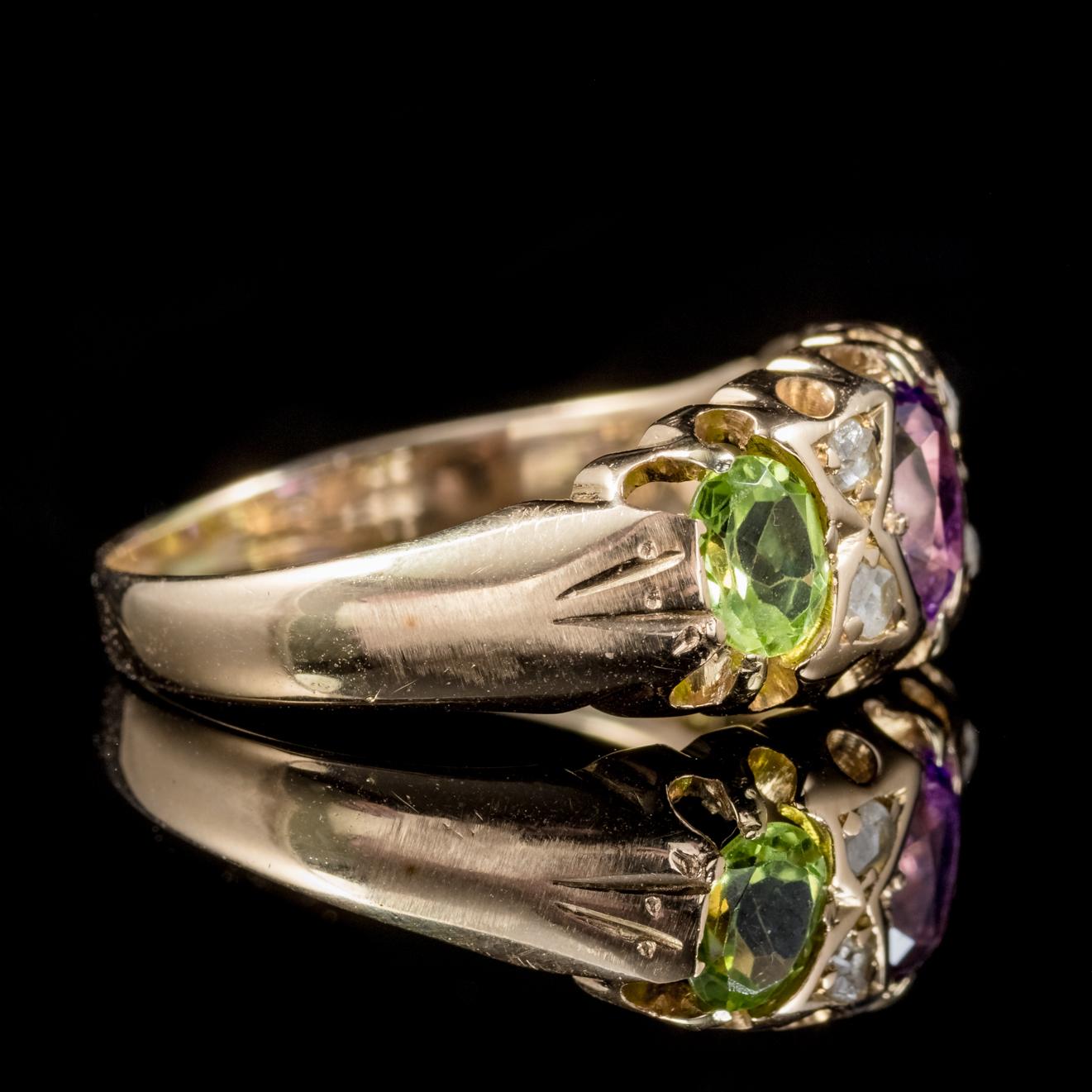 Women's Antique Edwardian 18 Carat Gold Suffragette Ring Dated Birmingham 1915