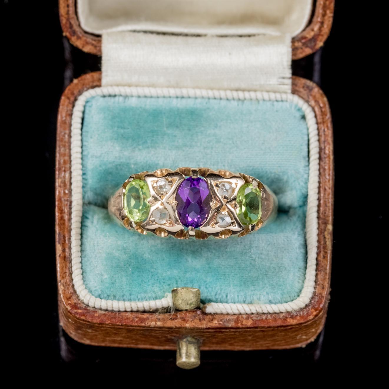 Antique Edwardian 18 Carat Gold Suffragette Ring Dated Birmingham 1915 2