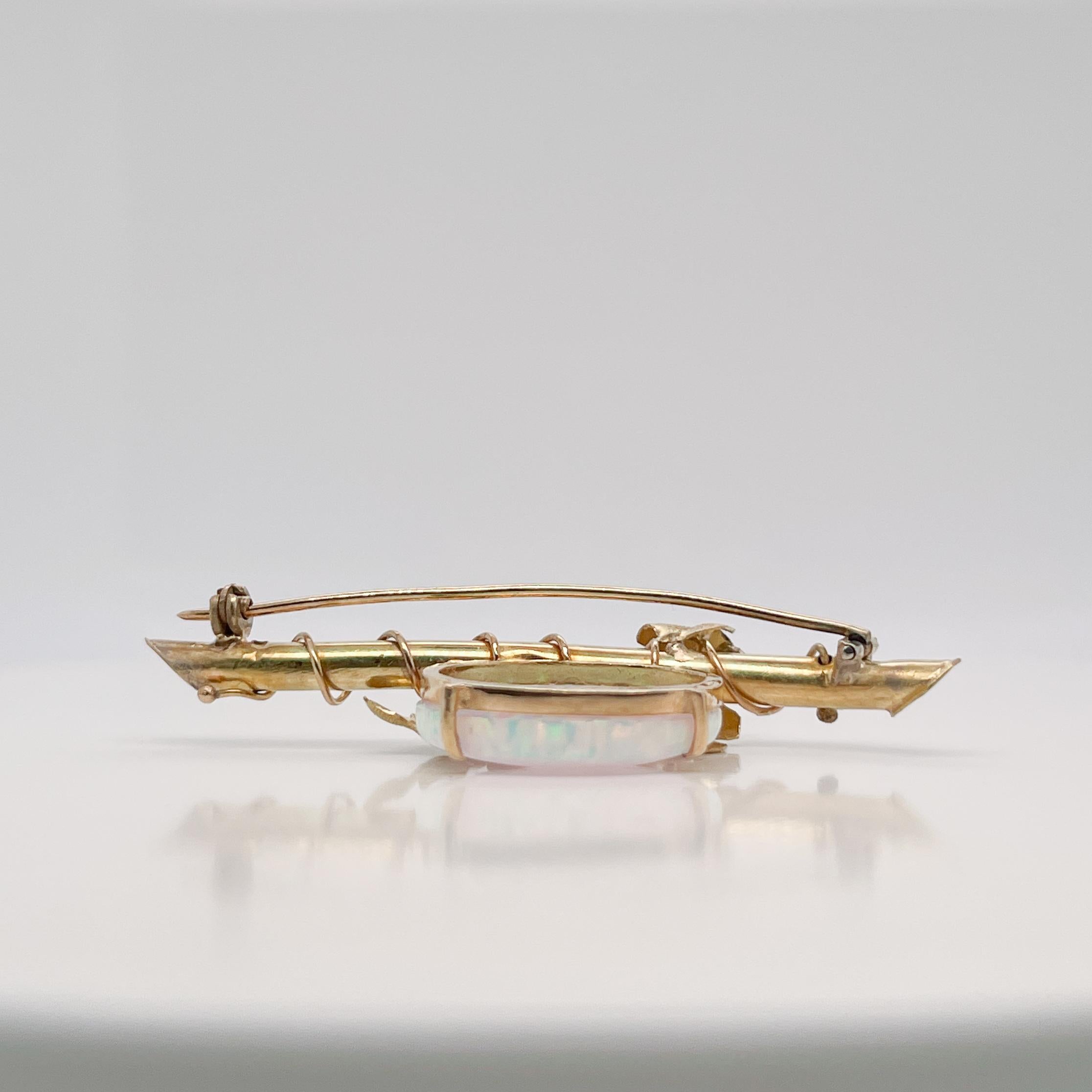 Edwardian Style 18 Karat Gold Brooch or Pin with a Opal Cabochon For Sale 4