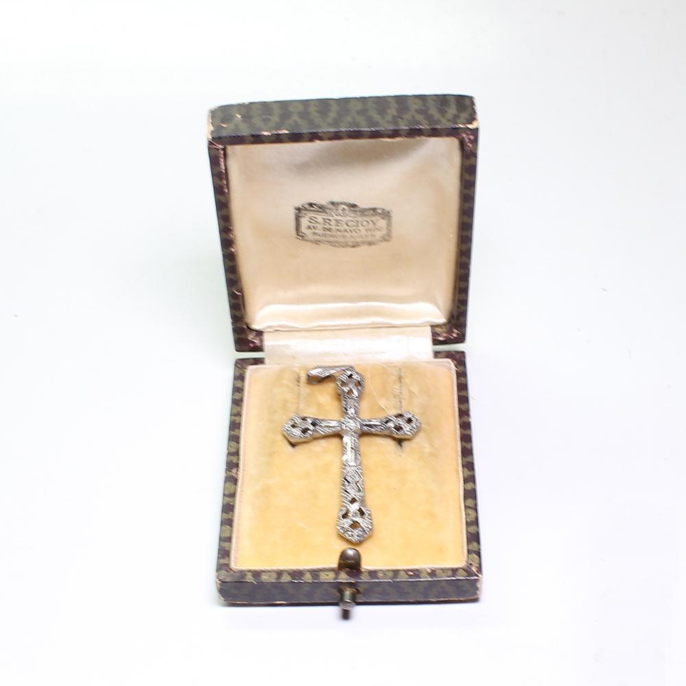 Women's or Men's Antique Edwardian 18 Karat Gold Diamond Cross