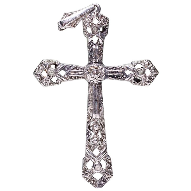 Antique Edwardian 18 Karat Gold Diamond Cross
