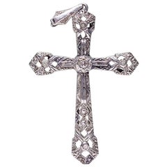 Antique Edwardian 18 Karat Gold Diamond Cross