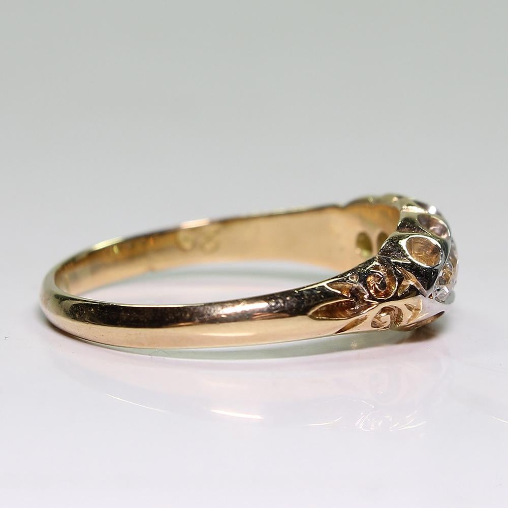 Old Mine Cut Antique Edwardian 18 Karat Gold Diamond Ring