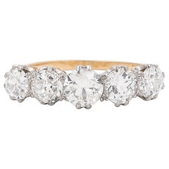 Antique Edwardian 18 Karat Gold Five-Stone Diamond Ring
