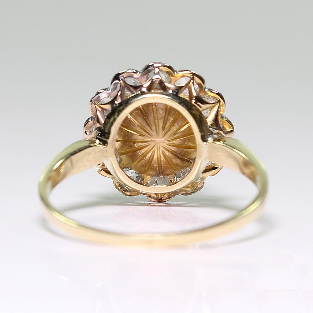 Antique Edwardian 18 Karat Gold Pearl and Diamond Ring In Excellent Condition In Miami, FL