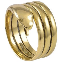 Antique Edwardian 18 Karat Gold Snake Ring