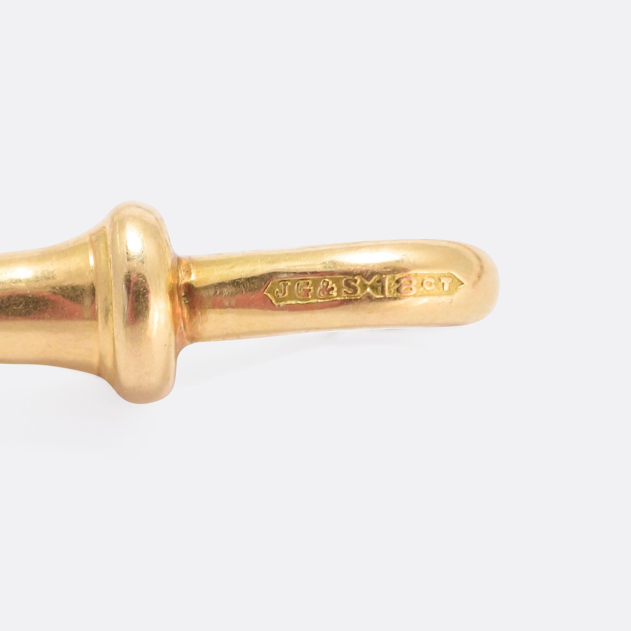 Antique Edwardian 18 Karat Gold Trombone Link Chain In Excellent Condition In Sale, Cheshire