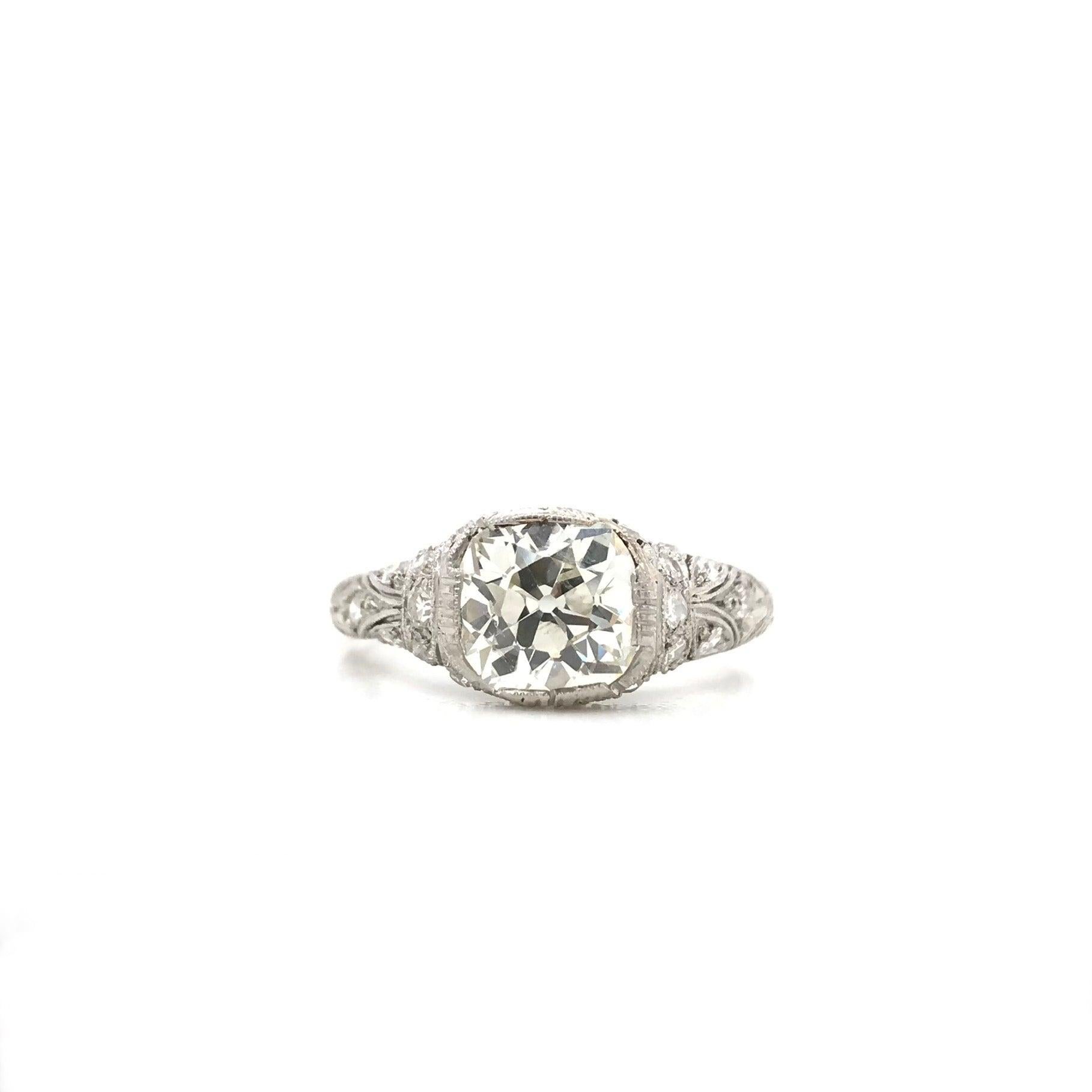 Antique Edwardian 1.84 Carat Old Mine Cut Diamond Ring In Excellent Condition In Montgomery, AL