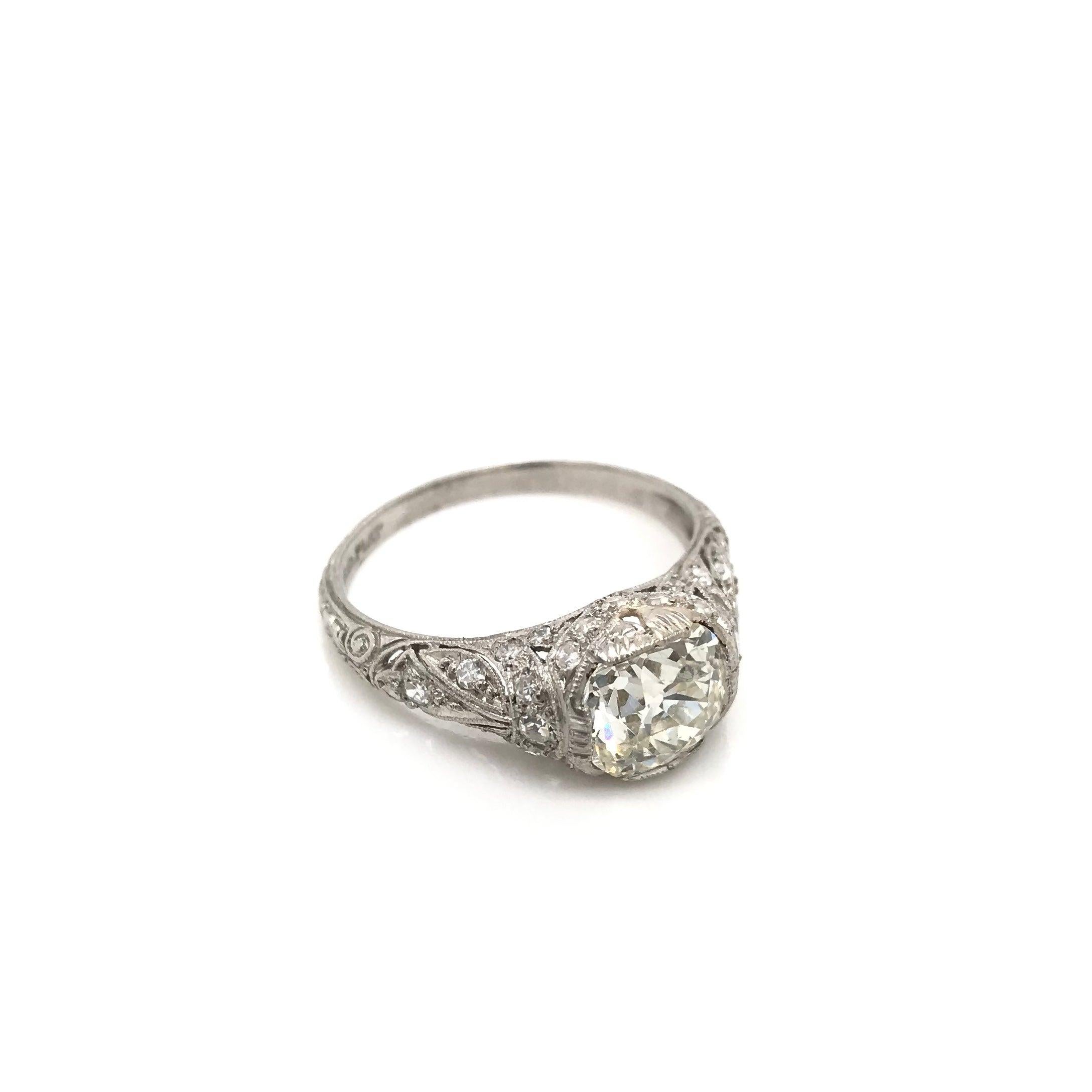 Women's Antique Edwardian 1.84 Carat Old Mine Cut Diamond Ring