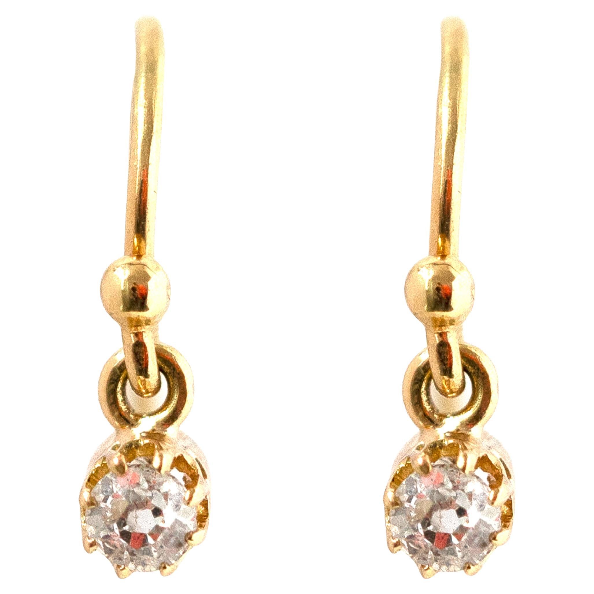 Boucles d'oreilles anciennes Edwardian 18ct 0.22ct Diamond Earrings