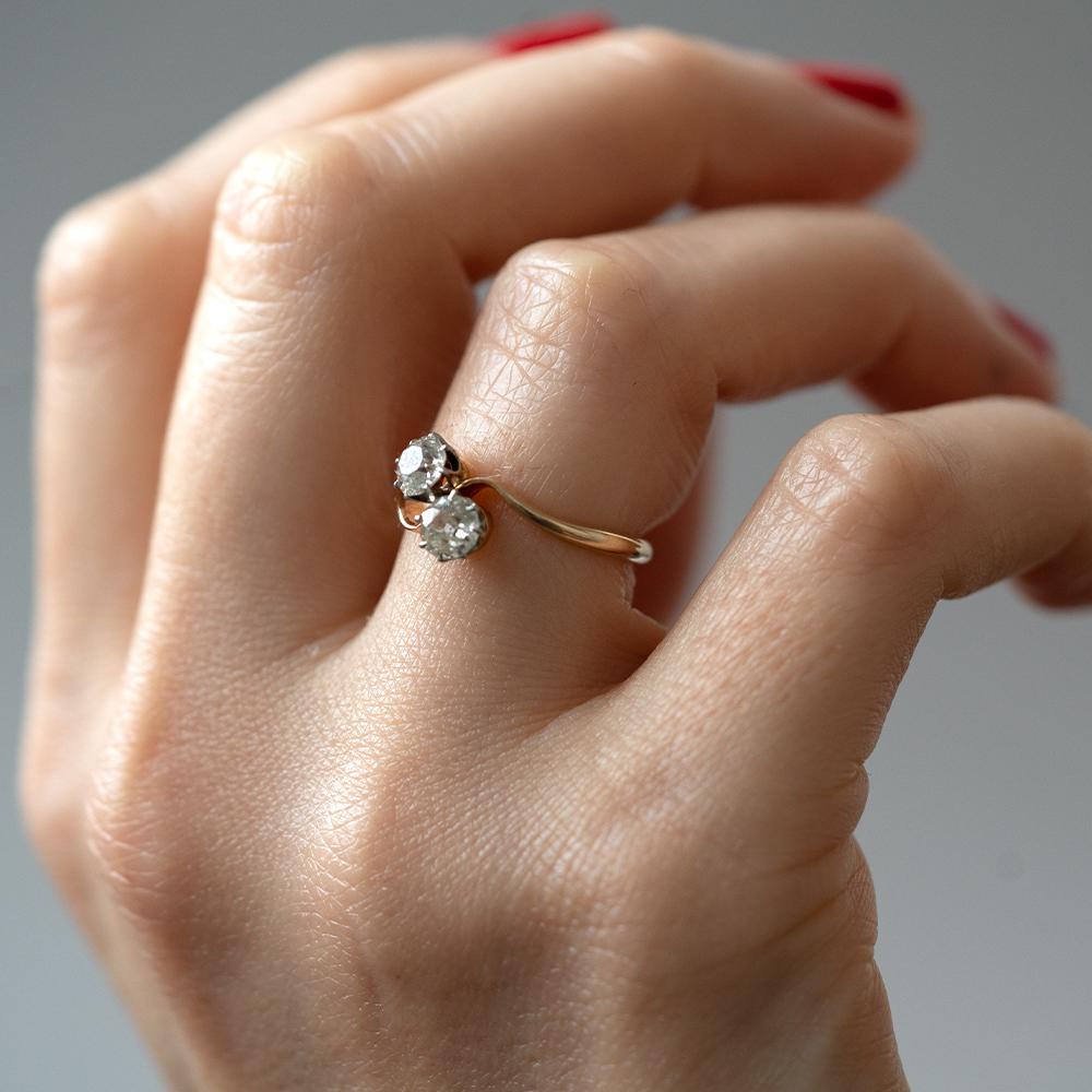 Antique Edwardian 18ct Diamond Toi Et Moi Ring 4
