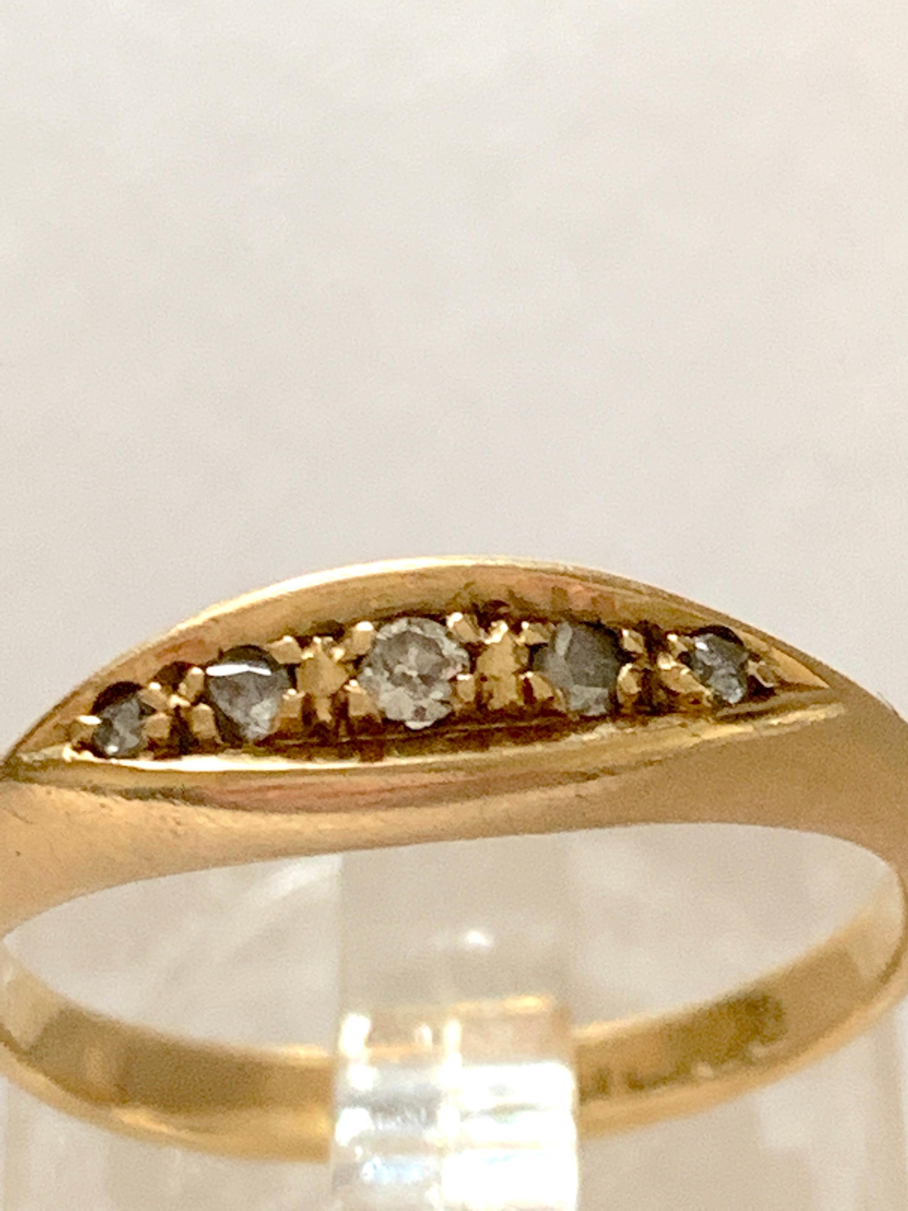 Old Mine Cut Antique Edwardian 18ct Gold 0.11 Carat Diamond Ring  For Sale