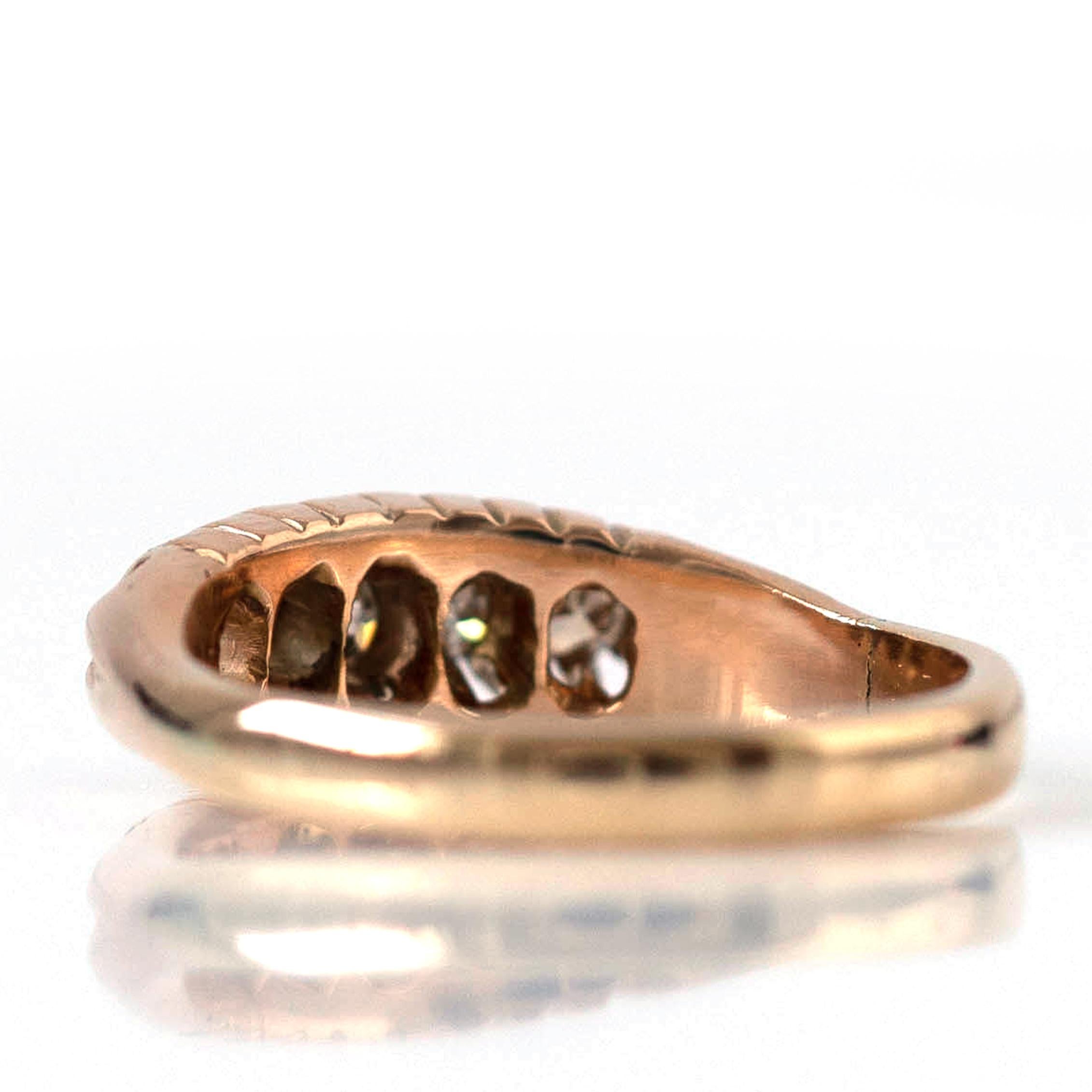 Antique Edwardian 18ct Gold 0.25ct Diamond Ring In Good Condition For Sale In London, GB